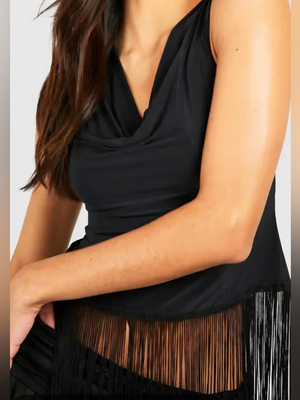 Rachel Zoe Black Draped Fringe Bandeau